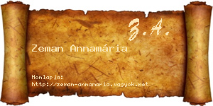 Zeman Annamária névjegykártya